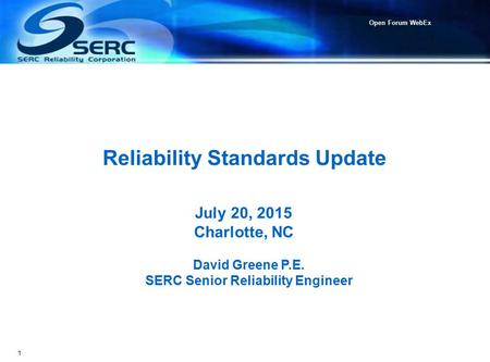 Reliability Standards Update