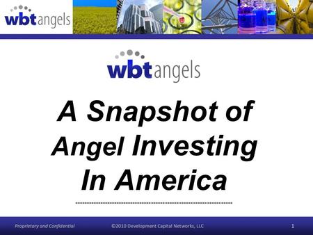 A Snapshot of Angel Investing In America -------------------------------------------------------------------- 1.