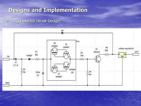 Designs and Implementation Ring Detector circuit Design: Ring Detector circuit Design: