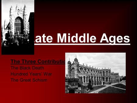 Late Middle Ages The Three Contributions The Black Death