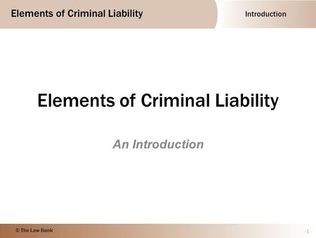 Elements of Criminal Liability