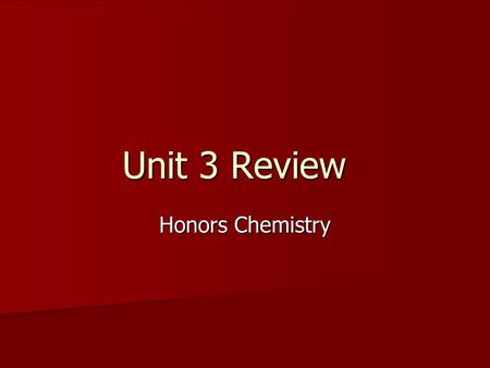 Unit 3 Review Honors Chemistry.