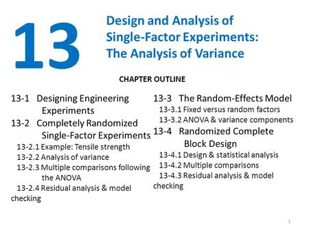 13 Design and Analysis of Single-Factor Experiments: