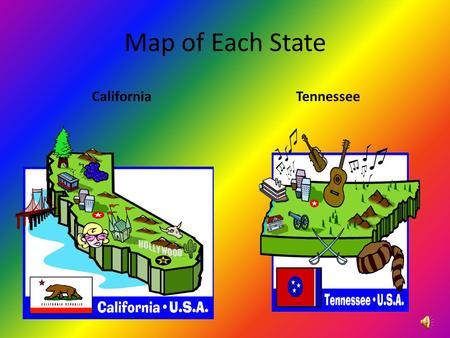 Map of Each State California Tennessee.