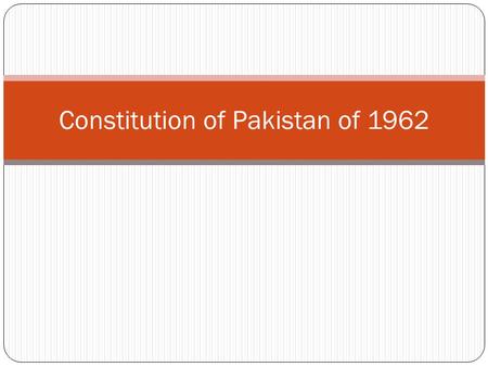 Constitution of Pakistan of 1962