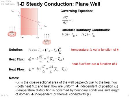 1-D Steady Conduction: Plane Wall