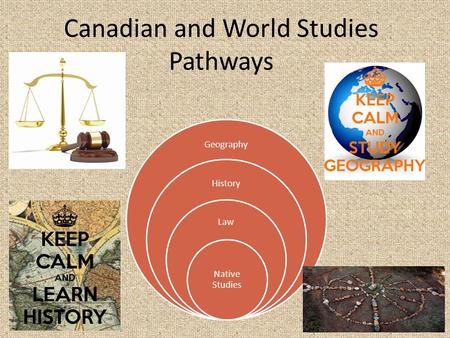 Canadian and World Studies Pathways Geography History Law Native Studies.