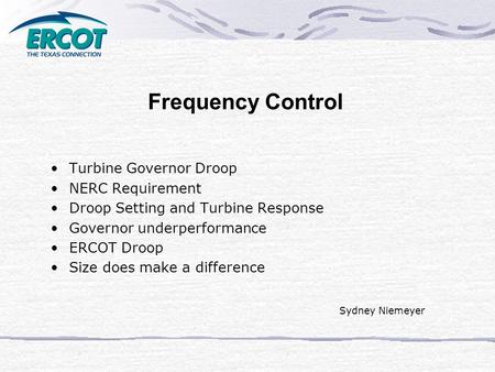 Frequency Control Turbine Governor Droop NERC Requirement