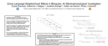 Cross-Language Neighborhood Effects in Bilinguals: An Electrophysiological Investigation Krysta Chauncey 1, Katherine J. Midgley 1,2, Jonathan Grainger.