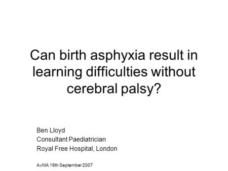 Ben Lloyd Consultant Paediatrician Royal Free Hospital, London