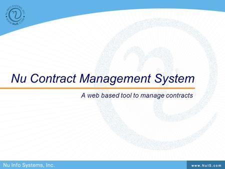 Nu Contract Management System A web based tool to manage contracts.
