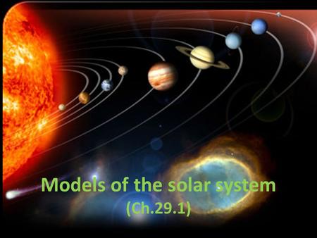 Models of the solar system (Ch.29.1). 1 st model of the solar system Aristotle (300’s BC) said solar system was geocentric.
