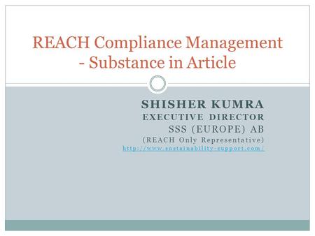 REACH Compliance Management - Substance in Article