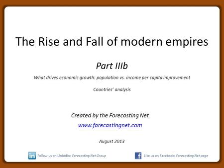 The Rise and Fall of modern empires Part IIIb What drives economic growth: population vs. income per capita improvement Countries’ analysis Created by.