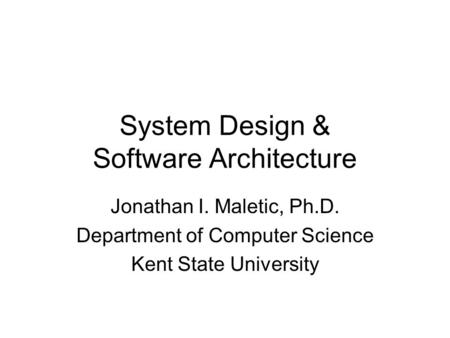 System Design & Software Architecture