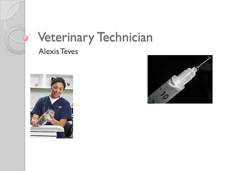 Veterinary Technician Alexis Teves. What do they do? The job of the veterinary technician is to take care of technical tasks, so the veterinarian can.