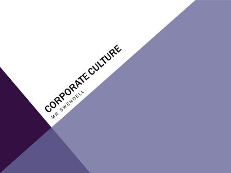 CORPORATE CULTURE MR SWENDELL. LEARNING QUESTIONS Who is Charles Handy? What are strong and weak cultures? What are: Power culture? Weak Culture? Task.