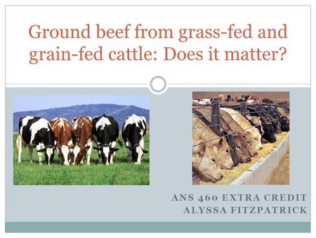 ANS 460 EXTRA CREDIT ALYSSA FITZPATRICK Ground beef from grass-fed and grain-fed cattle: Does it matter?