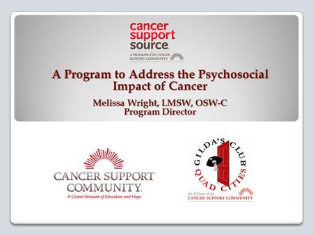 A Program to Address the Psychosocial Impact of Cancer Melissa Wright, LMSW, OSW-C Program Director.