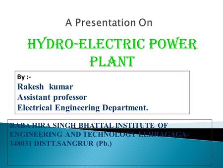 hydro-electric power plant