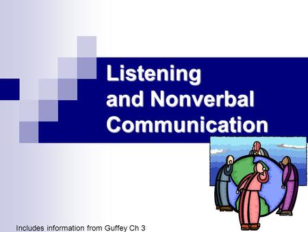 Listening and Nonverbal Communication Includes information from Guffey Ch 3.