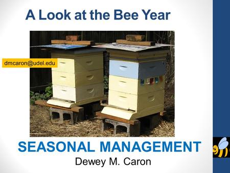 A Look at the Bee Year SEASONAL MANAGEMENT Dewey M. Caron.