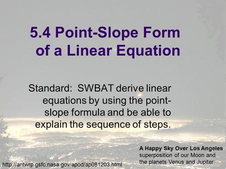 5.4 Point-Slope Form of a Linear Equation