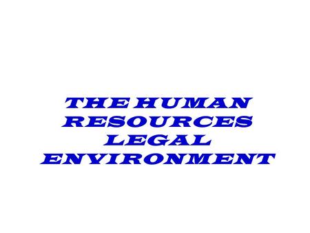 THE HUMAN RESOURCES LEGAL ENVIRONMENT. Environmental Forces Business Environment Task Environment Competitive Forces in the Task Environment Technological.