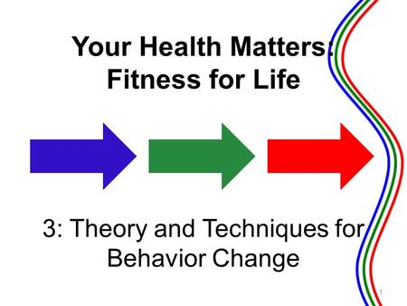 3: Theory and Techniques for Behavior Change 1 Your Health Matters: Fitness for Life.