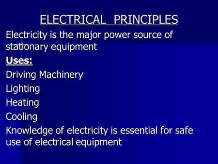 ELECTRICAL PRINCIPLES