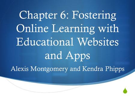  Chapter 6: Fostering Online Learning with Educational Websites and Apps Alexis Montgomery and Kendra Phipps.
