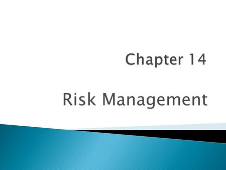 Chapter 14 Risk Management.