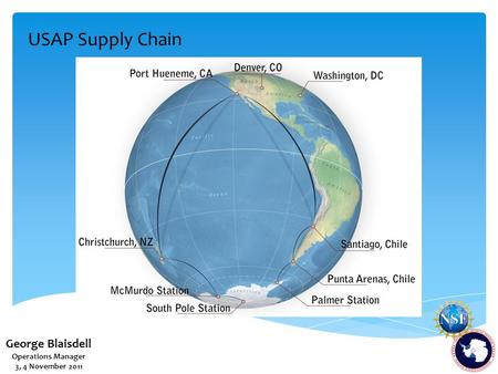 USAP Supply Chain George Blaisdell Operations Manager 3, 4 November 2011.
