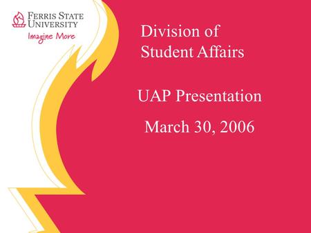 Division of Student Affairs UAP Presentation March 30, 2006.