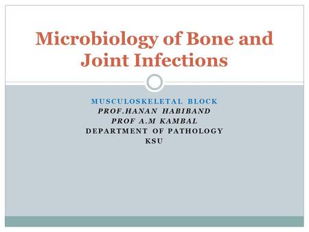 Microbiology of Bone and Joint Infections
