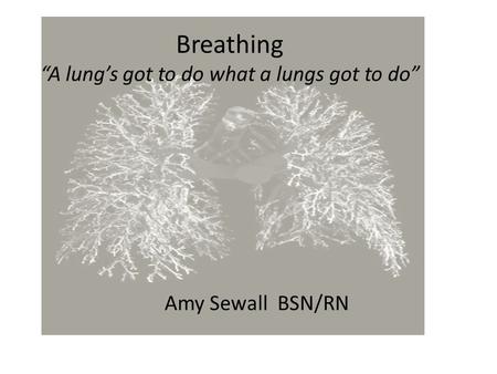 Breathing “A lung’s got to do what a lungs got to do” Amy Sewall BSN/RN.
