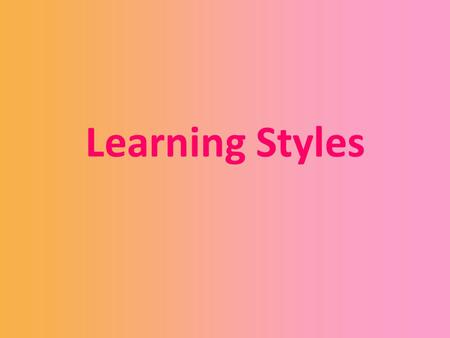 Learning Styles. Aims and Objectives of Today’s Presentation Theory of Learning Styles; My Results; Case Studies; and Conclusion.