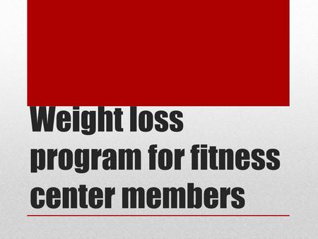 fitness program