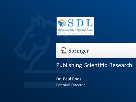 Dr. Paul Roos Editorial Director Publishing Scientific Research.
