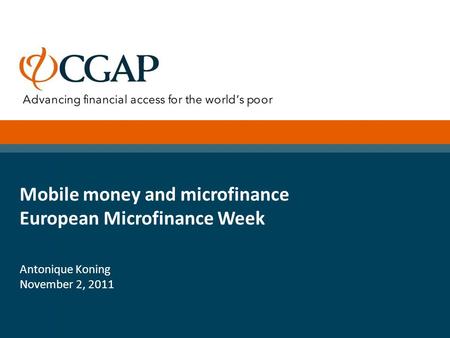 Mobile money and microfinance European Microfinance Week
