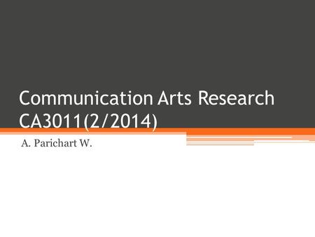 Communication Arts Research CA3011(2/2014)