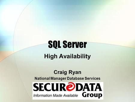 National Manager Database Services