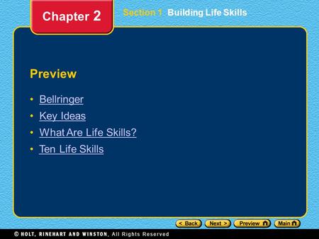 Chapter 2 Preview Bellringer Key Ideas What Are Life Skills?