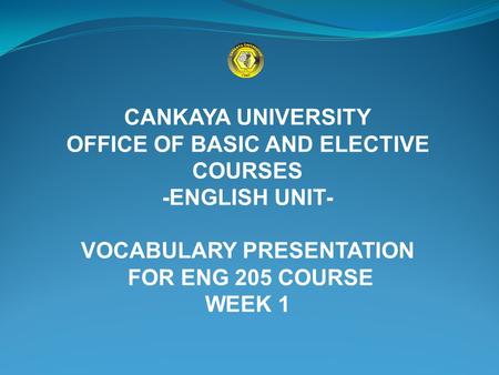 OFFICE OF BASIC AND ELECTIVE COURSES VOCABULARY PRESENTATION