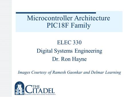 Microcontroller Architecture PIC18F Family