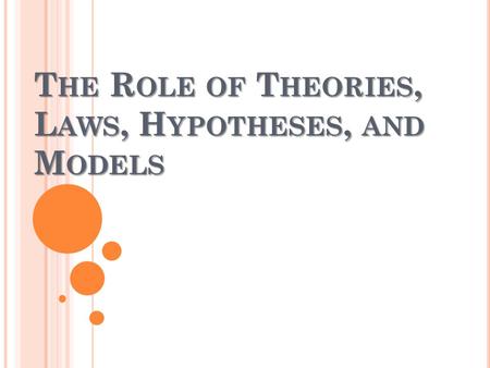 The Role of Theories, Laws, Hypotheses, and Models