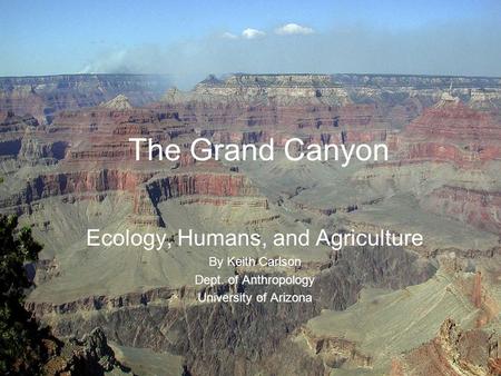 The Grand Canyon Ecology, Humans, and Agriculture By Keith Carlson Dept. of Anthropology University of Arizona.
