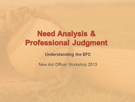 Understanding the EFC New Aid Officer Workshop 2013.