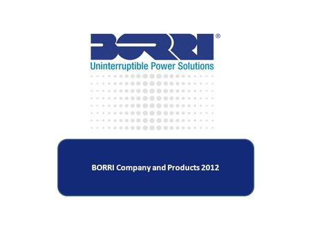 BORRI Company and Products 2012