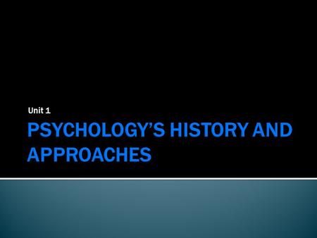 Unit 1.  What is Psychology?  Contemporary Psychology.